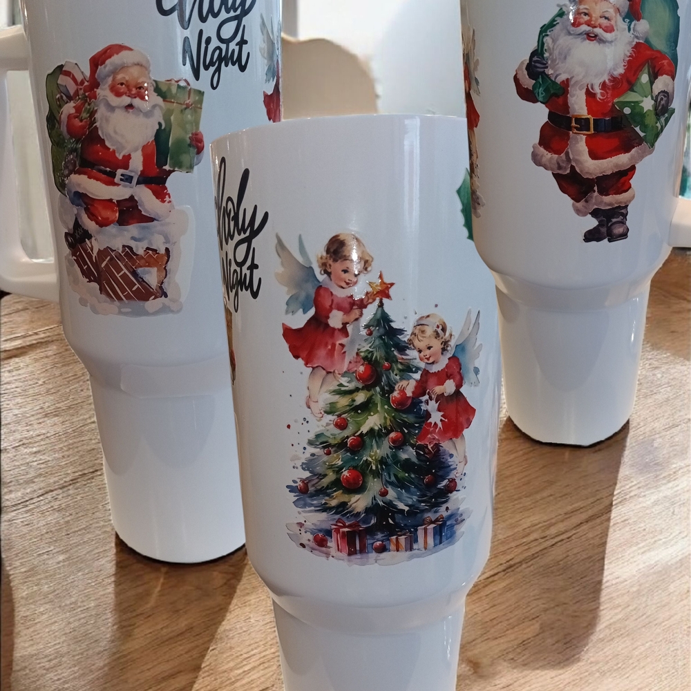 Festive Santa and Angel Holiday Tumblers